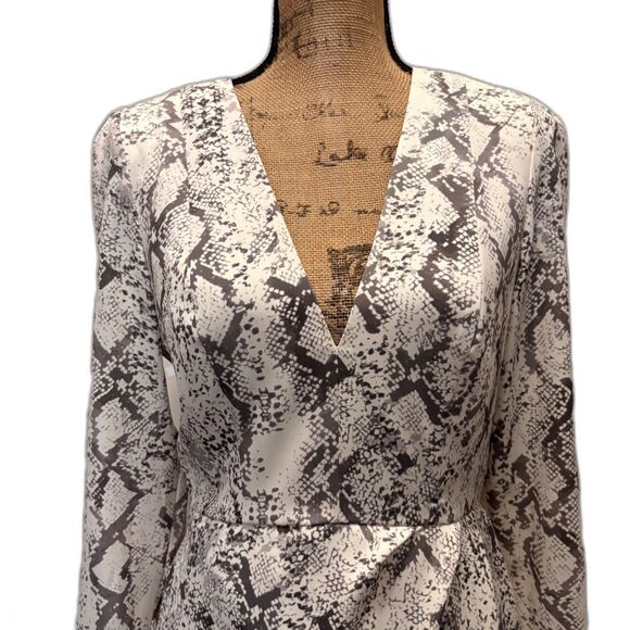 Gianni Bini Python Snakeskin‎ Print Mini Dress Shoulder Pads Structured Size 6 - Picture 2 of 6